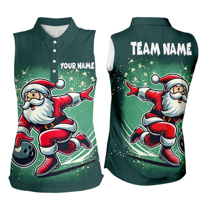 Custom Bowling Uniforms Christmas jerseys Funny Santa Bowling polo, Bowling Shirts Personalized Name And Team Name