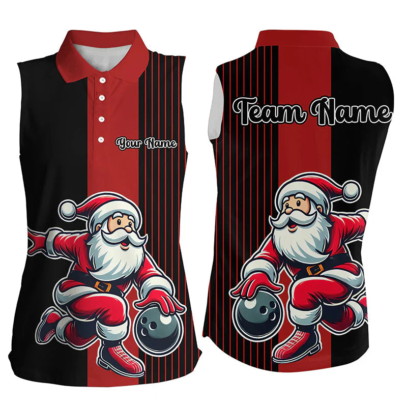 Custom Bowling Uniforms Christmas jerseys Funny Santa Bowling polo, Bowling Shirts Personalized Name And Team Name