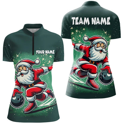 Custom Bowling Uniforms Christmas jerseys Funny Santa Bowling polo, Bowling Shirts Personalized Name And Team Name