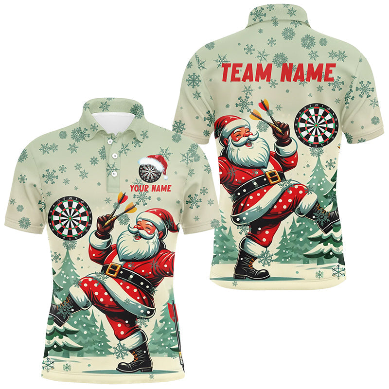 Custom Funny Santa Darts Team Unisex Polo Shirts, Darts uniforms Funny Santa Personalized Name And Team Name