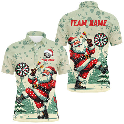 Custom Funny Santa Darts Team Unisex Polo Shirts, Darts uniforms Funny Santa Personalized Name And Team Name