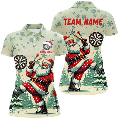 Custom Funny Santa Darts Team Unisex Polo Shirts, Darts uniforms Funny Santa Personalized Name And Team Name