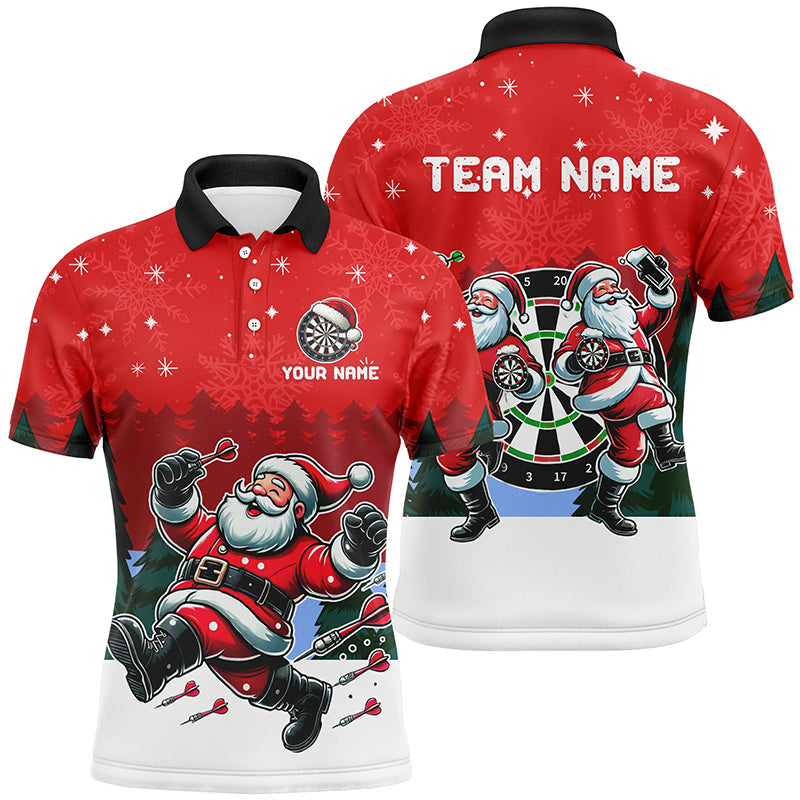 Custom Funny Santa Darts Team Unisex Polo Shirts, Darts uniforms Funny Santa Personalized Name And Team Name