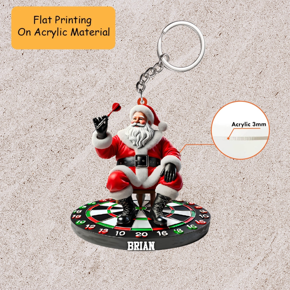 Personalized Christmas Dart Ornament, Santa Sitting On Dart Board Christmas, Custom Ornament Christmas Gift, Keychain Dart Christmas, Car Ornament Dart Christmas