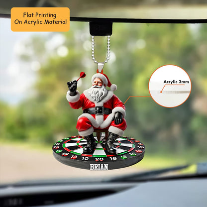 Personalized Christmas Dart Ornament, Santa Sitting On Dart Board Christmas, Custom Ornament Christmas Gift, Keychain Dart Christmas, Car Ornament Dart Christmas