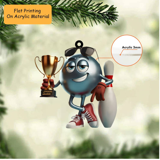 Personalized Christmas Bowling Ornament, Winner Bowling Ball Christmas, Custom Ornament Christmas Gift, Keychain Bowling Christmas, Car Ornament Bowling Christmas