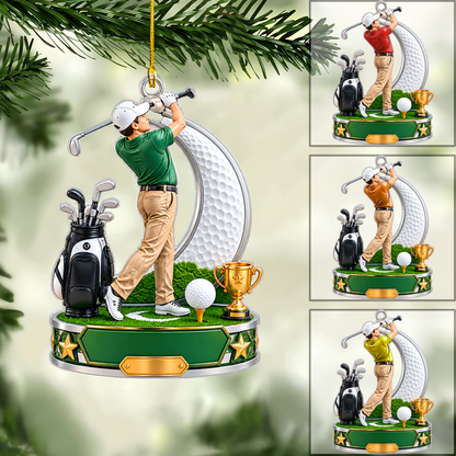 Personalized Golf Christmas Flat Printed Acrylic Ornament, Golf Tournament, Custom Ornament Christmas Gift, Keychain Golf, Car Ornament Golf