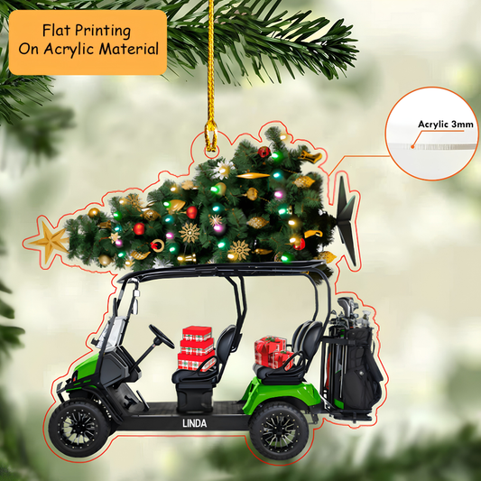 Personalized Golf  Cart  Family Acrylic Ornament, Golf Keychain, Car Ornament, Christmas Ornament Gifts