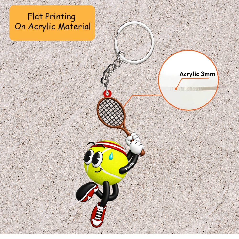 Personalized Tennis Christmas Ornament, Jumping Smash Action Mascot, Custom Ornament Christmas Gift, Keychain Tennis, Car Ornament Tennis