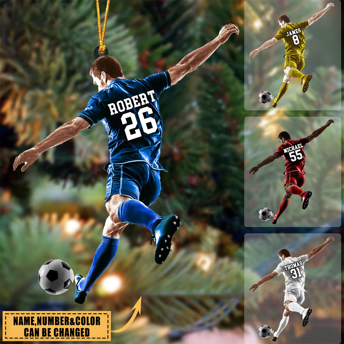 Personalized Soccer Man Acrylic Christmas Ornament - Christmas Ornament Gift For Him, Soccer Lovers, Soccer Players