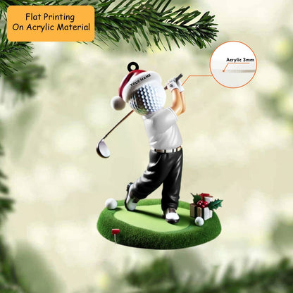 Personalized Golf Christmas  Acrylic Ornament, Golf Christmas Keychain, Car Ornament, Christmas Ornament Gifts