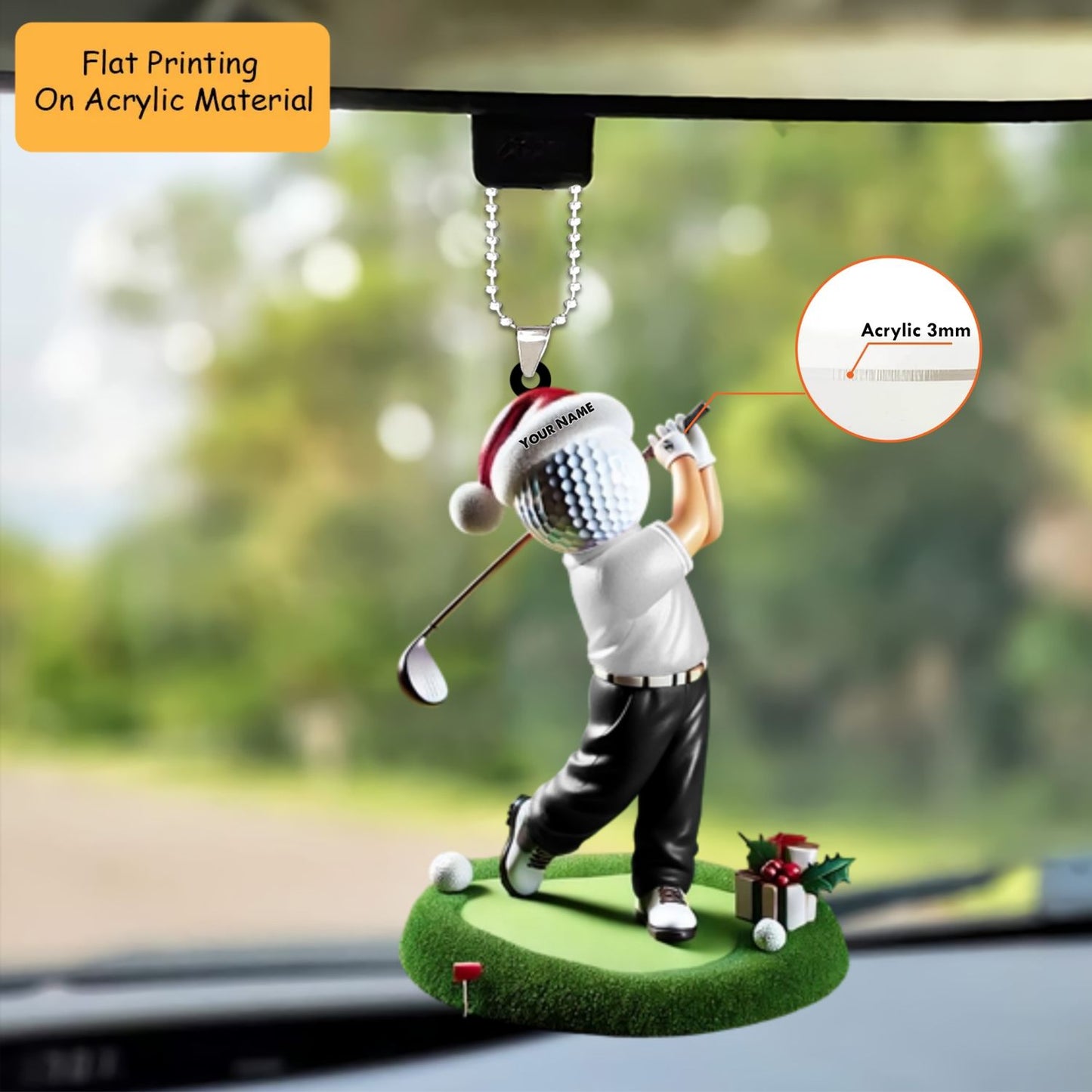 Personalized Golf Christmas  Acrylic Ornament, Golf Christmas Keychain, Car Ornament, Christmas Ornament Gifts