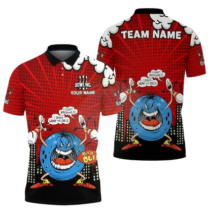 Customized Unisex Polo Shirt, Angry Bowling Ball Character, Uniform Bowling - Personalized Name And Team Name