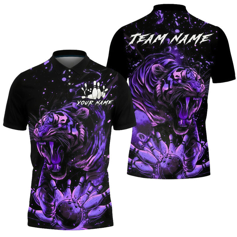 Customized Unisex Polo Shirt, Roaring Tiger Art Dynamic Contrast Design, Uniform Bowling - Personalized Name And Team Name