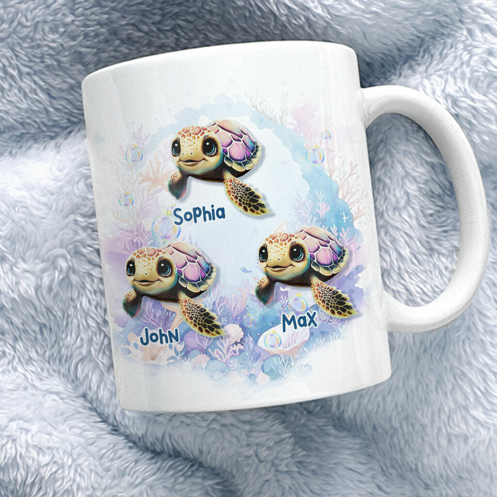 Grandma Turtle Coffee Mug Customized Name And Kids Name I Love Being A Grandma, Best Christmas Mug Gift Idea For Grandma