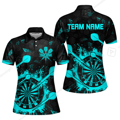 Customized Darts Women Polo Shirt, Darts Grunge Dartboard Women Polo Shirt Team Style Jersey for Darts Players