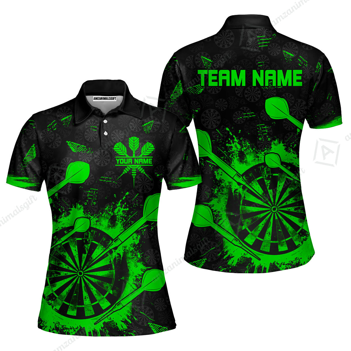 Customized Darts Women Polo Shirt, Darts Grunge Dartboard Women Polo Shirt Team Style Jersey for Darts Players
