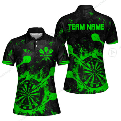 Customized Darts Women Polo Shirt, Darts Grunge Dartboard Women Polo Shirt Team Style Jersey for Darts Players