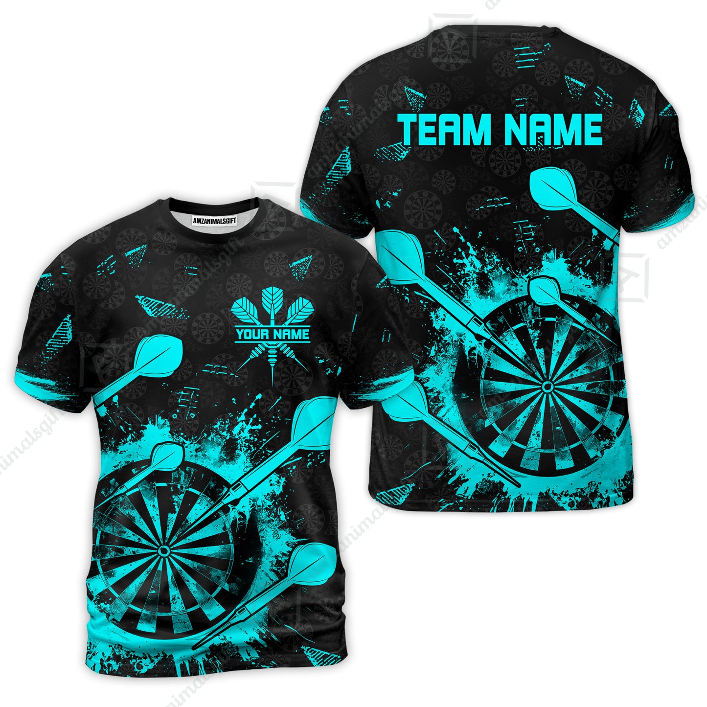 Customized Darts T-Shirt, Darts Grunge Dartboard T-Shirt Team Style Jersey for Darts Players