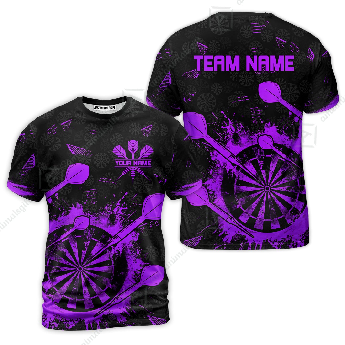 Customized Darts T-Shirt, Darts Grunge Dartboard T-Shirt Team Style Jersey for Darts Players