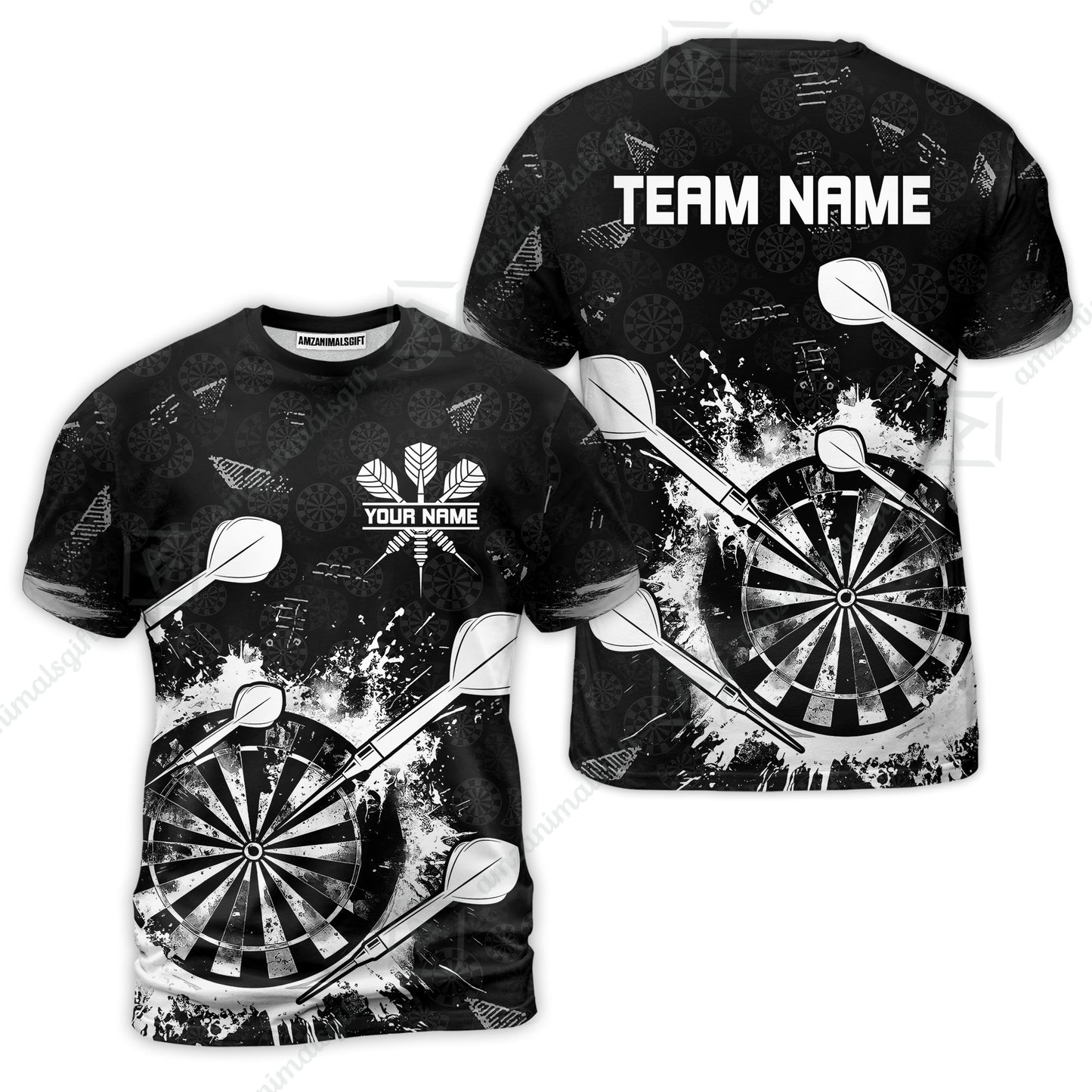 Customized Darts T-Shirt, Darts Grunge Dartboard T-Shirt Team Style Jersey for Darts Players