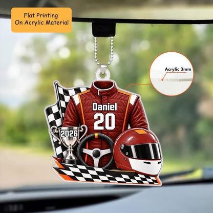 Personalized Car Racing Christmas Flat Printed Acrylic Ornament, Car Racing Things, Custom Ornament Christmas Gift, Keychain Racing, Car Ornament Racing