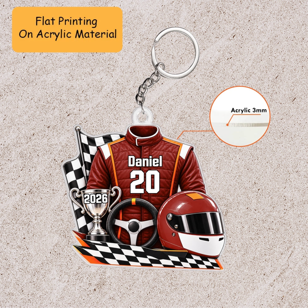 Personalized Car Racing Christmas Flat Printed Acrylic Ornament, Car Racing Things, Custom Ornament Christmas Gift, Keychain Racing, Car Ornament Racing