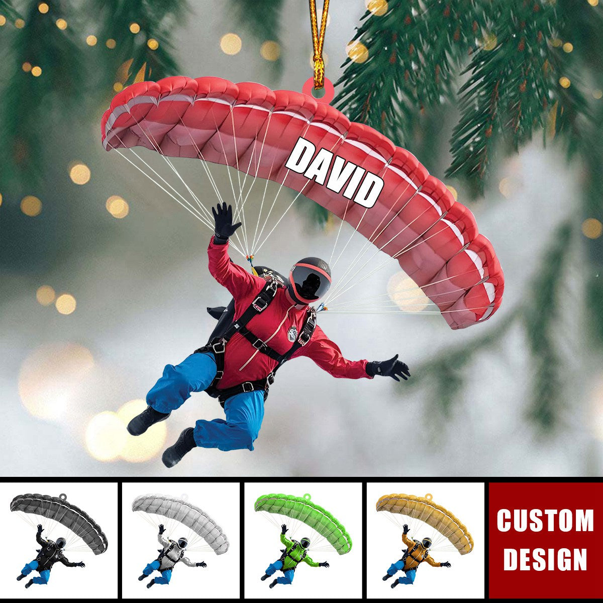 Personalized Paragliding Skydiving Flat Acrylic Ornament, Meaningful Ornament Gifts For Paragliding Skydiving Lovers