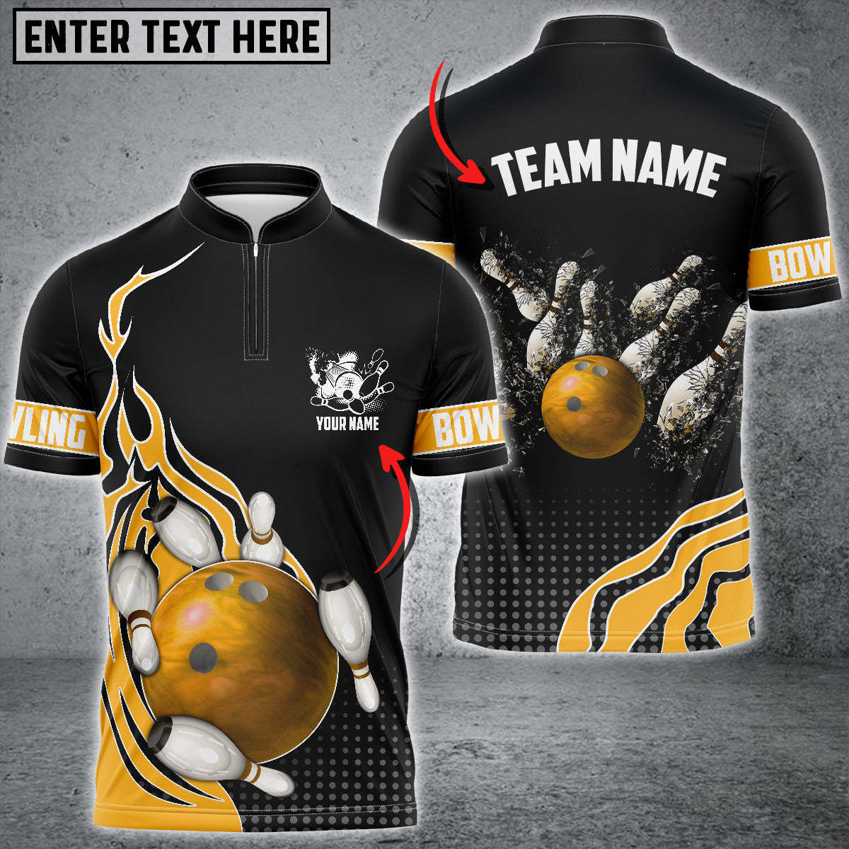 Customized Bowling Unisex Polo Shirt, Bowling And Breaking Pins Multicolor Option Customized Name And Team Name Polo Jerseys Shirts