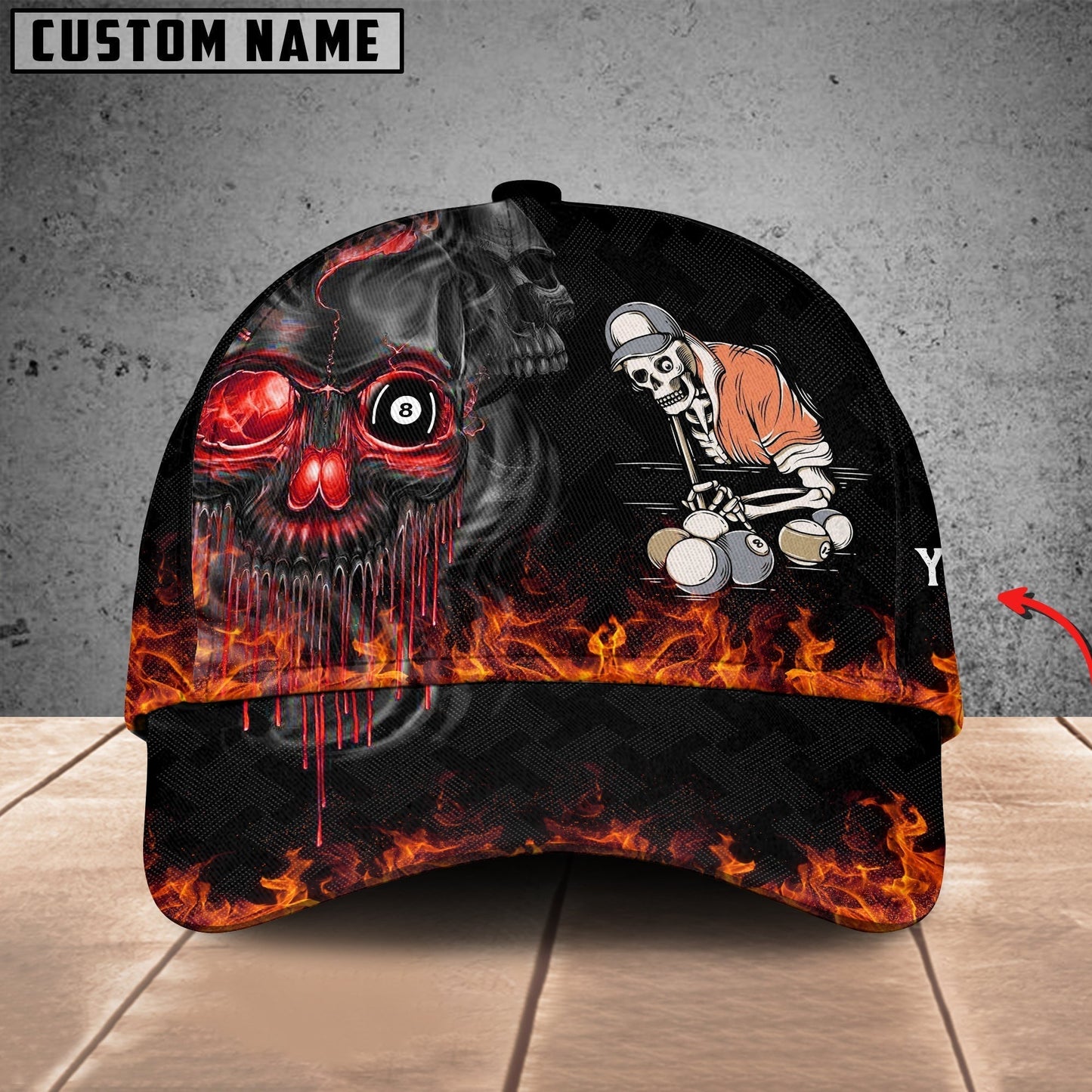 Customized Billiard Cap, Billiard Pools King Personalized Name 3D Hats, Best Billiard Pool Hat For Billiard Players