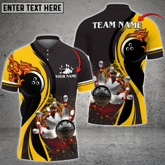 Customized Bowling Unisex Polo Shirt, Bowling And Pins Water Flow Multicolor Option Customized Name And Team Name For Bowling Team Polo Jerseys Shirts