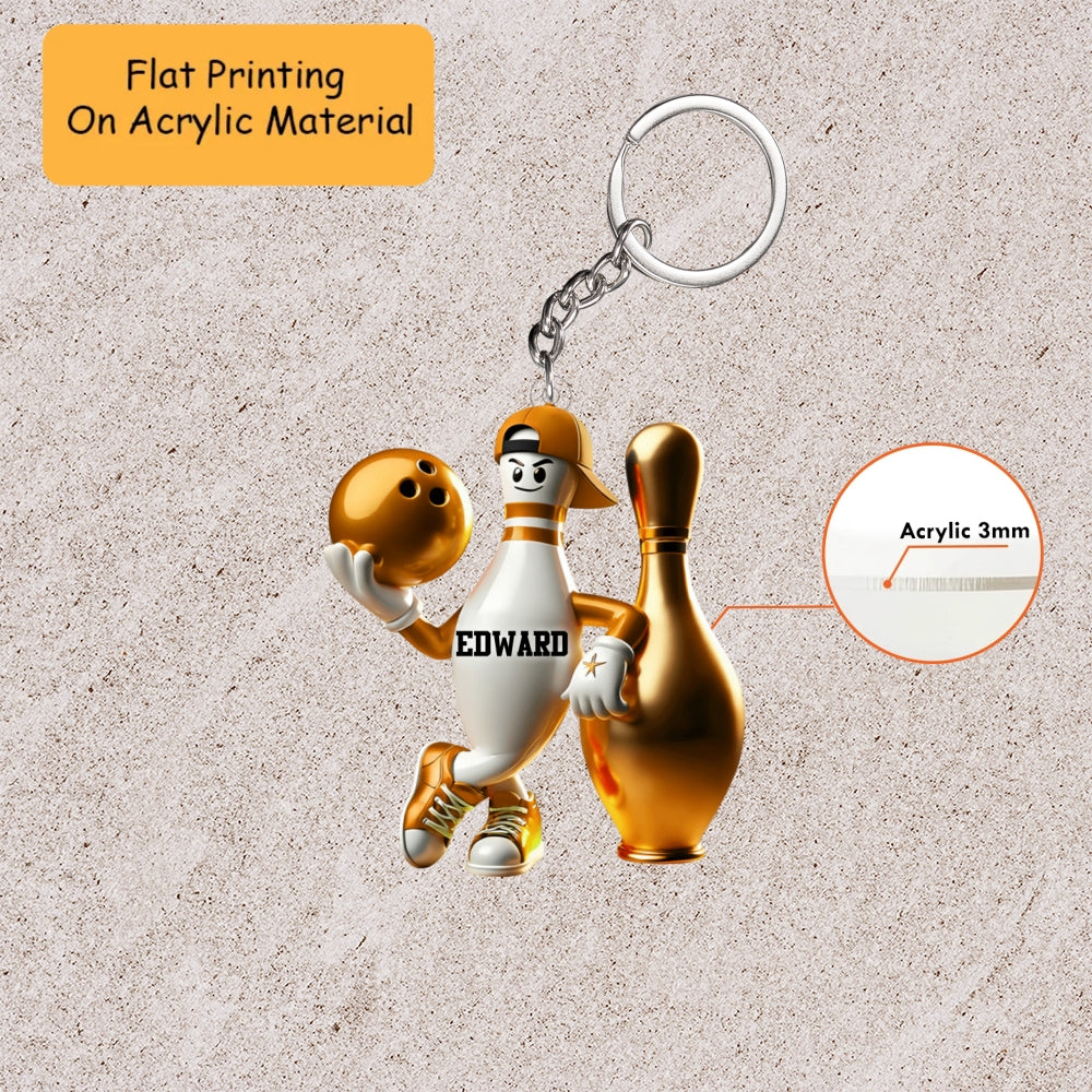 Personalized Christmas Bowling Ornament, Bowling Pin Plays Bowling Ball, Custom Ornament Christmas Gift, Keychain Bowling Christmas, Car Ornament Bowling Christmas