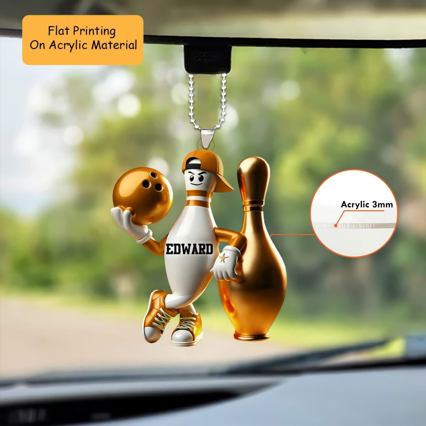 Personalized Christmas Bowling Ornament, Bowling Pin Plays Bowling Ball, Custom Ornament Christmas Gift, Keychain Bowling Christmas, Car Ornament Bowling Christmas