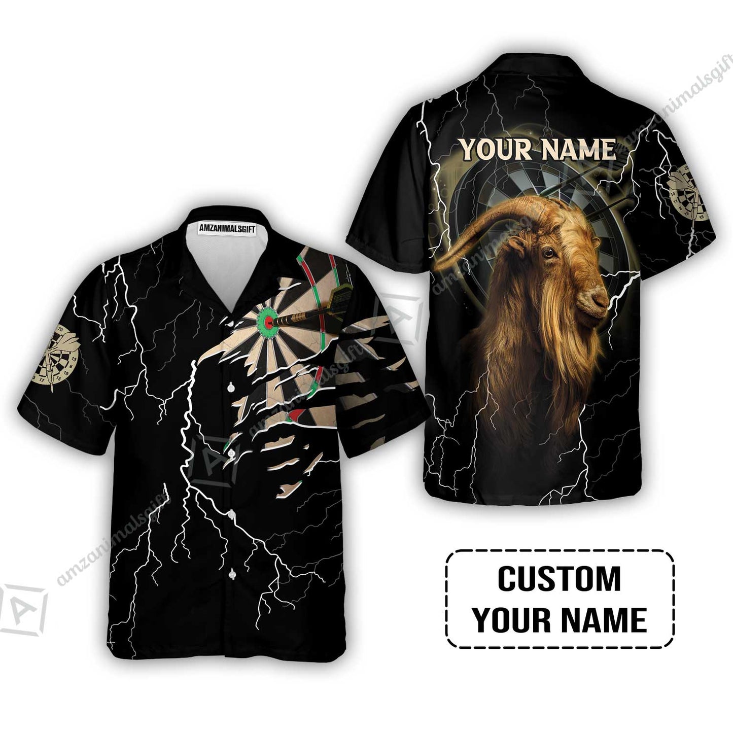 Customized Name Darts T-Shirt, Bullseye Dartboard Personalized Goat And Darts T-Shirt