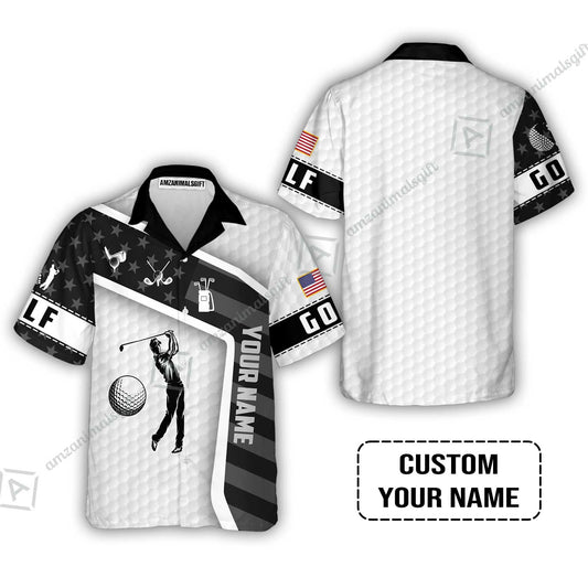 Customized Name Golf Hawaiian Shirt, Golf White Shirt Personalized Name Golf Hawaiian Shirt