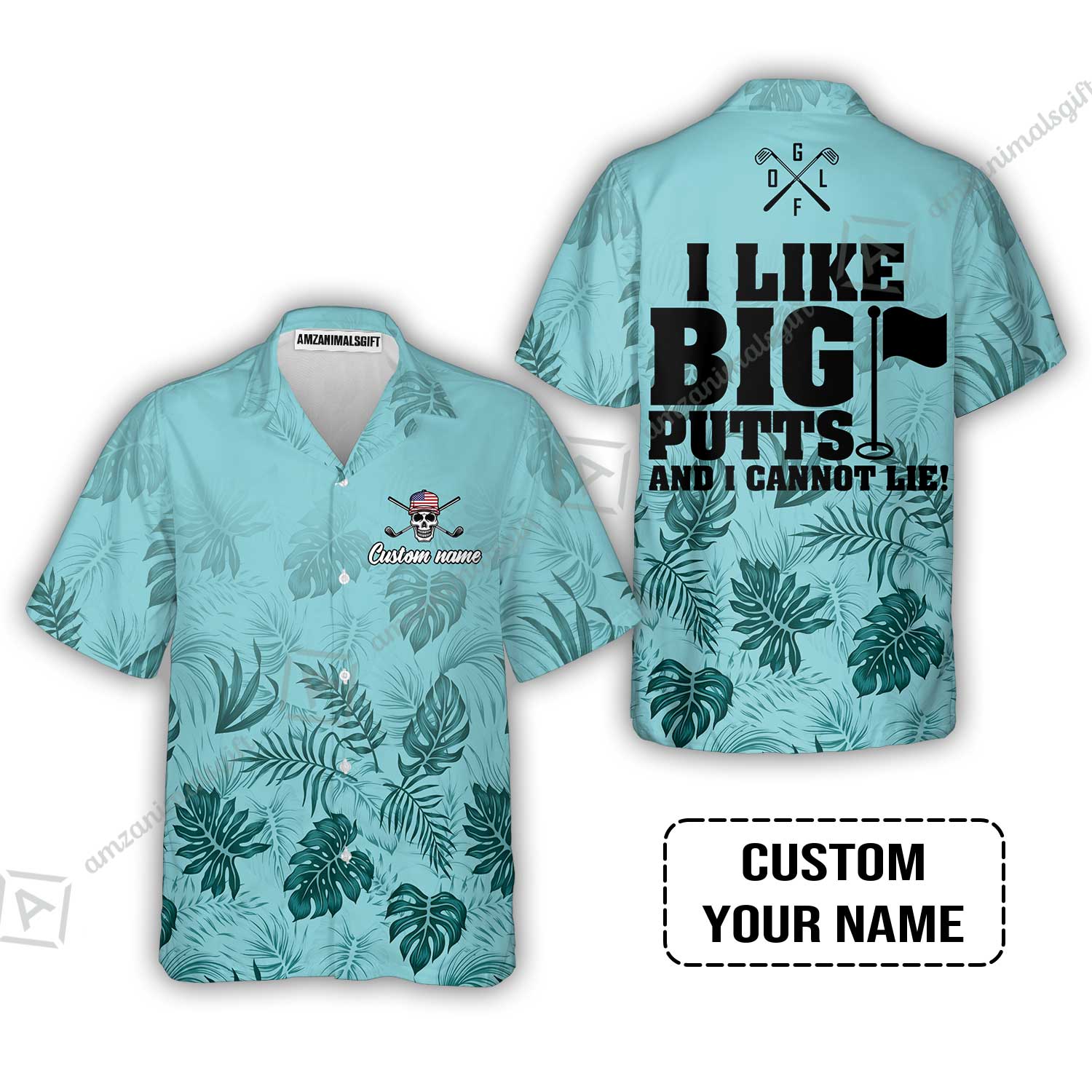 Golf Custom Name Hawaiian Shirt - I Like Big Putts And I Cannot Lie Personalized Hawaiian Shirt