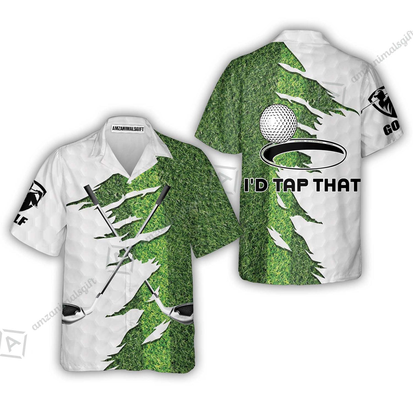 Green Golf Course Zip Polo Shirt, I'd Tap That Golf Zip Polo Shirt