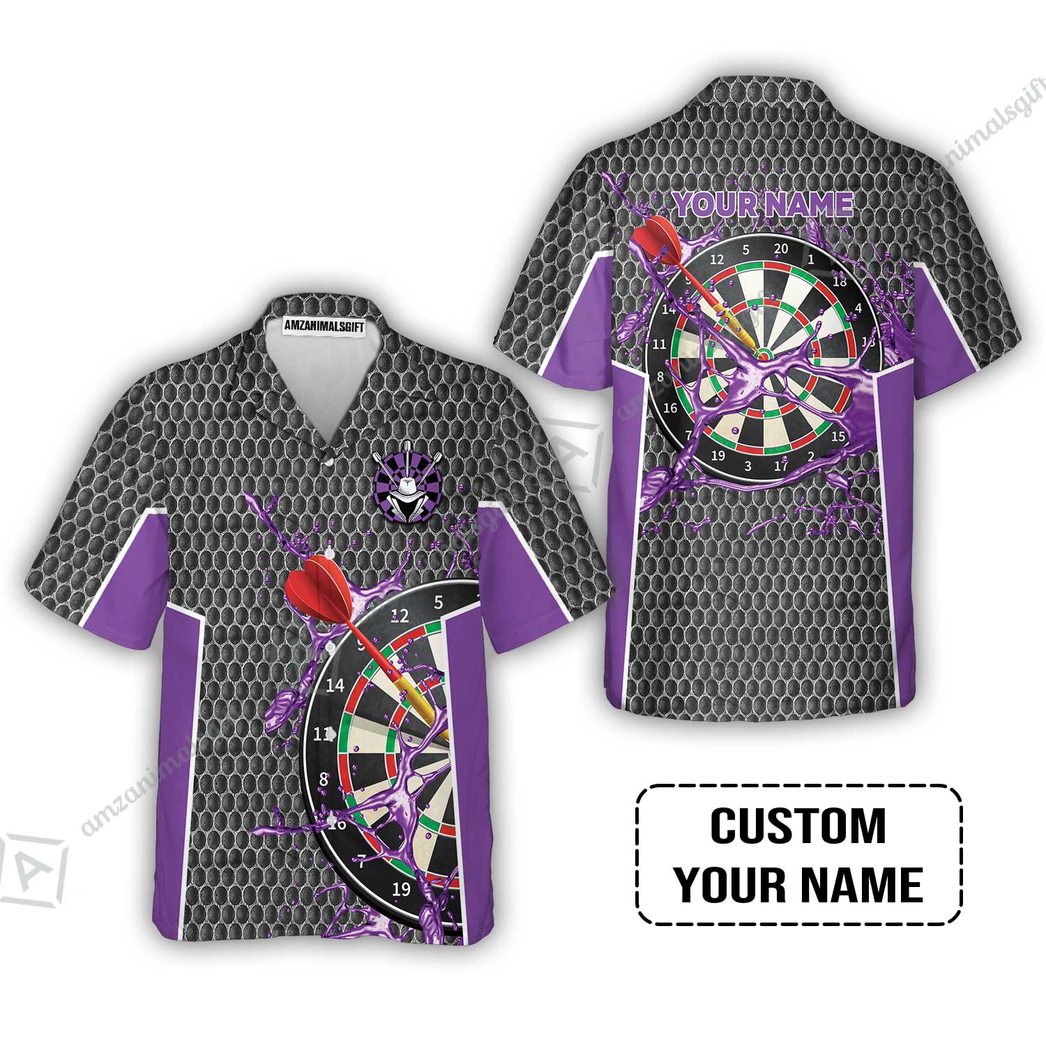 Customized Darts Hawaiian Shirt, Teal Darts Water Honeycomb, Personalized Name Hawaiian Shirt