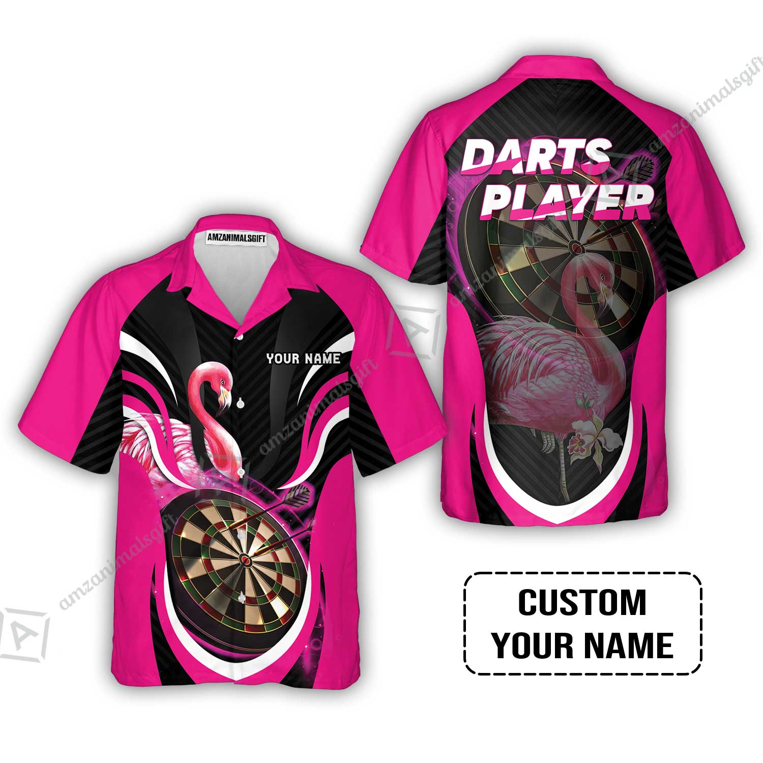 Customized Darts Hawaiian Shirt, Flamingo Darts Shirt, Personalized Name Darts Hawaiian Shirt