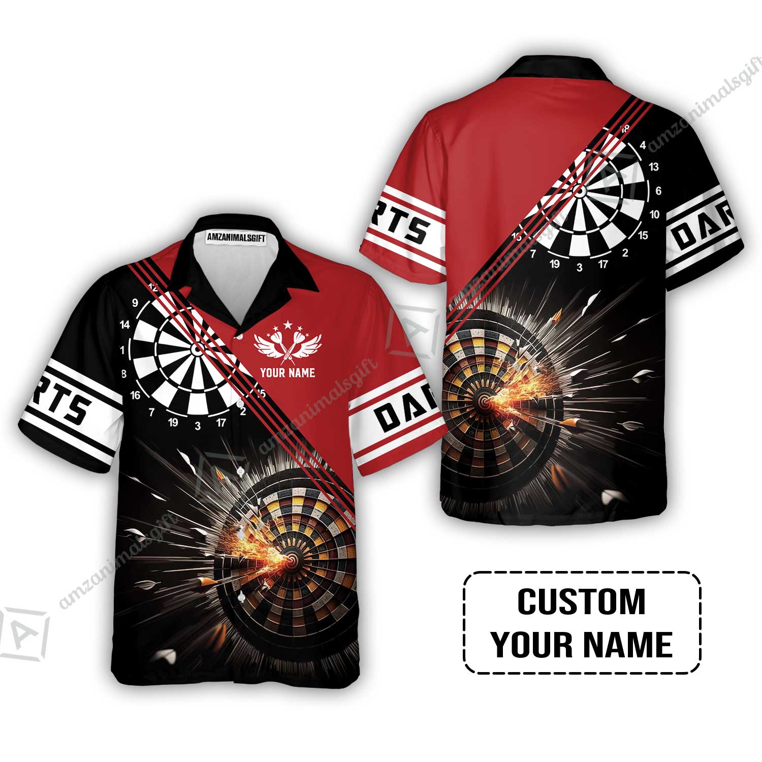 Customized Red Darts Hawaiian Shirt, Custom Darts For Team Hawaiian Shirt