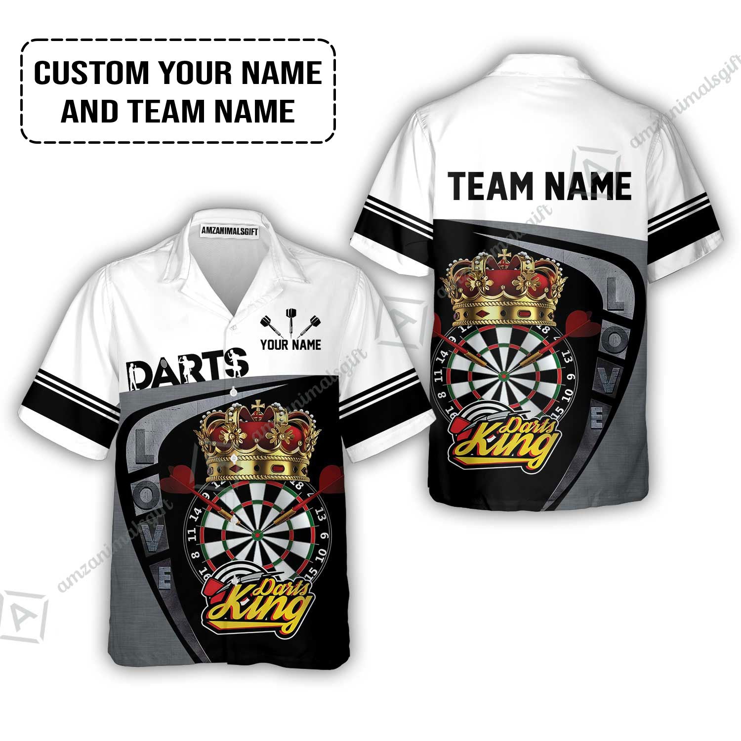 Customized Name & Text Darts Hawaiian Shirt, Darts King Personalized Name Darts Uniforms Hawaiian Shirt