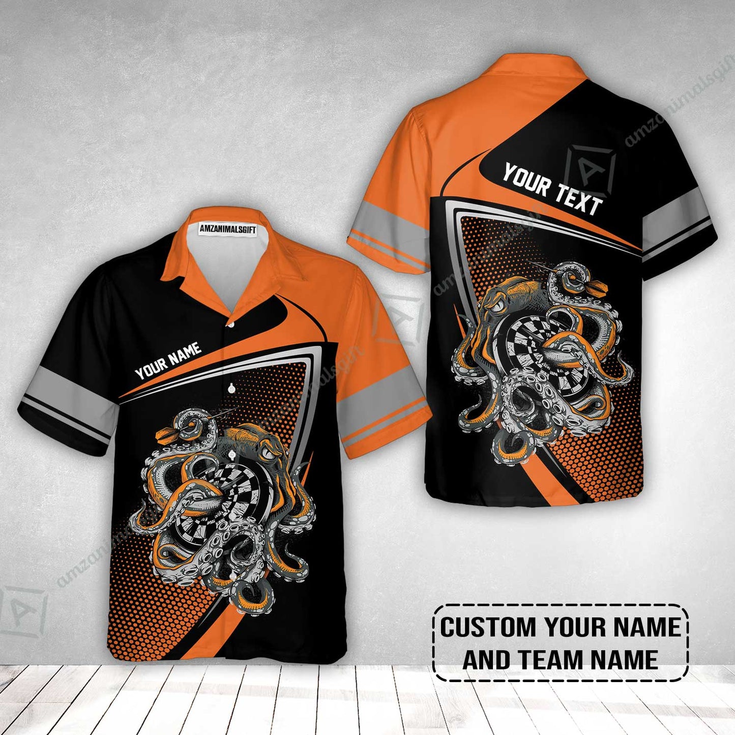 Customized Name & Text Darts Hawaiian Shirt, Personalized Darts And Octopus Hawaiian Shirt