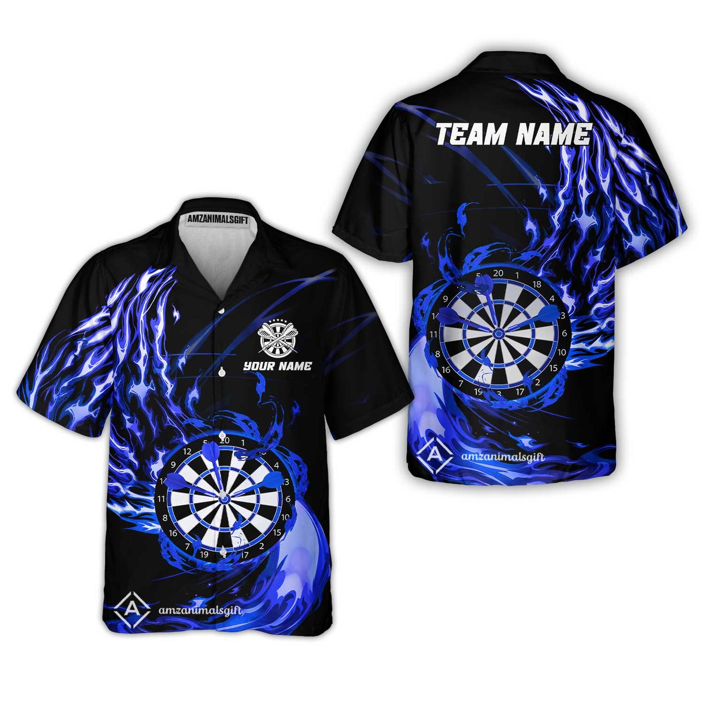 Personalized Darts Hawaiian Shirt - Custom Name & Team Name Darts Purple Fire Polo Shirt For Women, Darts Team, Darts Lover