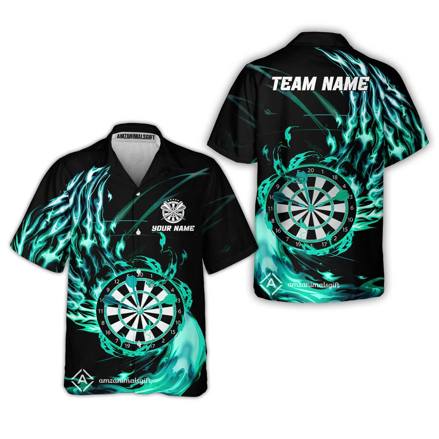 Personalized Darts Hawaiian Shirt - Custom Name & Team Name Darts Purple Fire Polo Shirt For Women, Darts Team, Darts Lover