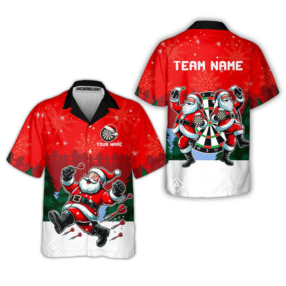 Custom Funny Santa Darts Team Unisex Polo Shirts, Darts uniforms Funny Santa Personalized Name And Team Name