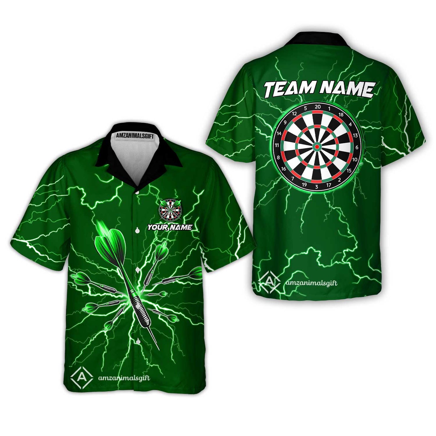 Custom Thunder Lightning Darts Quarter Men Polo Team Shirts,  Custom Darts Team Jerseys Uniform, Personalized Name And Team Name