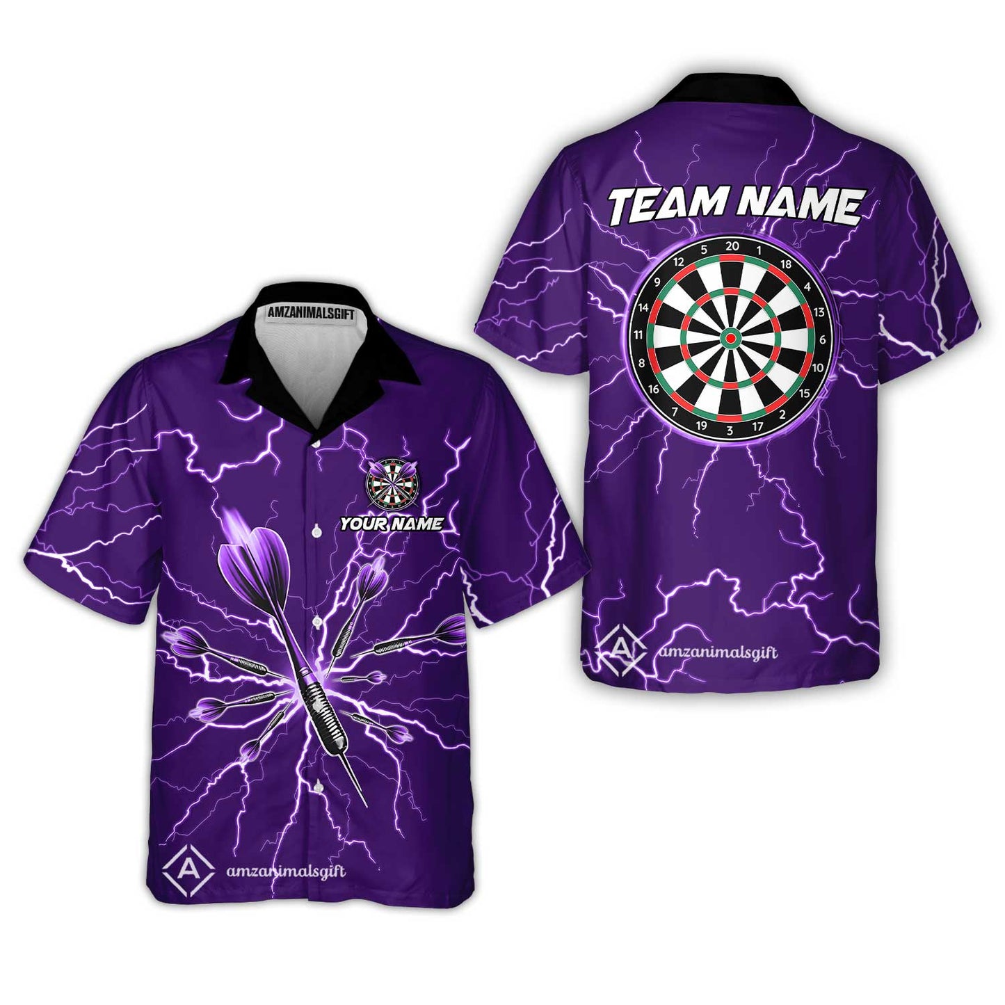 Custom Thunder Lightning Darts Quarter Men Polo Team Shirts,  Custom Darts Team Jerseys Uniform, Personalized Name And Team Name
