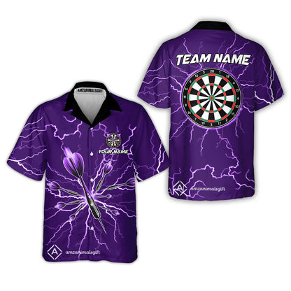 Custom Thunder Lightning Darts Quarter Men Polo Team Shirts,  Custom Darts Team Jerseys Uniform, Personalized Name And Team Name