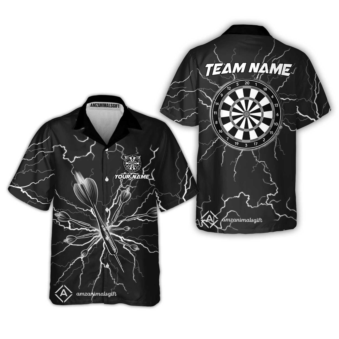 Custom Thunder Lightning Darts Quarter Men Polo Team Shirts,  Custom Darts Team Jerseys Uniform, Personalized Name And Team Name