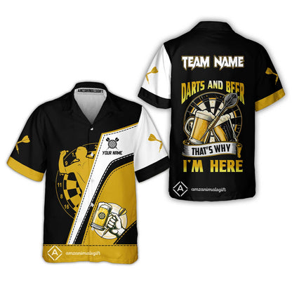 Custom Dart and Beer Jersey Polo Quarter-Zip Team Shirts, That's Why I'm Here Customized Name Team Name Darts Team Jerseys Uniform